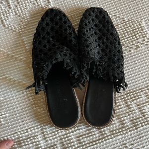 Free People woven fringe slides